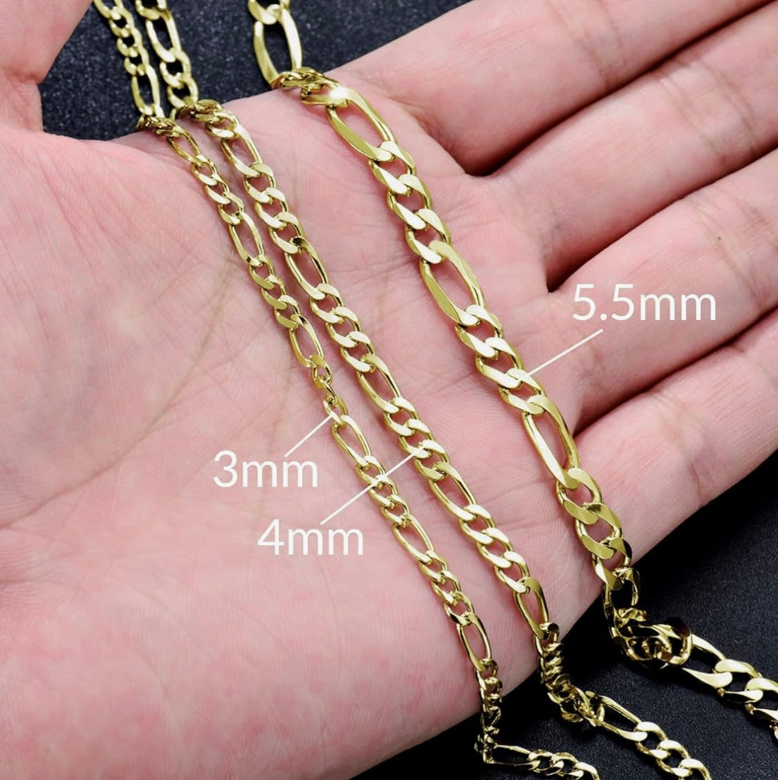 18K Gold Plated 4MM Figaro Chain